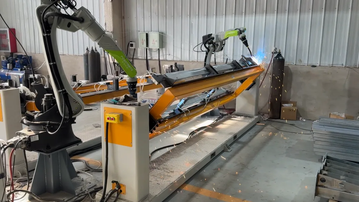 Robotic welding system producing padel court steel frames